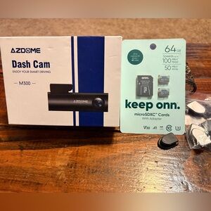 AZDOME Dash Cam M300 with Keep Onn MicroSDXC Card
